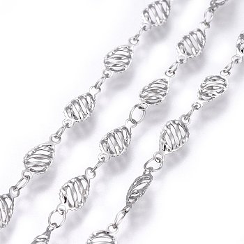 304 Stainless Steel Link Chains, Soldered, teardrop, Stainless Steel Color, 10x4.5x2mm