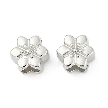 CCB Plastic European Beads, Large Hole Beads, Flower, Platinum, 10.5x9x7.5mm, Hole: 4.5~4.5mm
