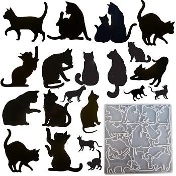Cat Shape DIY Silicone Molds, Resin Casting Molds, for UV Resin, Epoxy Resin Craft Making, Ghost White, 192x187mm