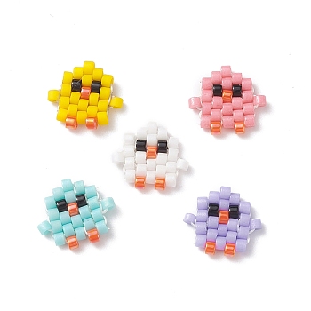 Handmade Japanese Seed Beads, Loom Pattern, Chick, Mixed Color, 9x10x2mm