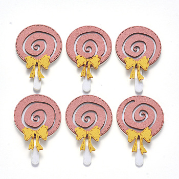 Faux Suede Patches, Costume Ornament Accessories, for Magic Tape Hair Clip Making, Lollipop, Pink, 53x34x5mm