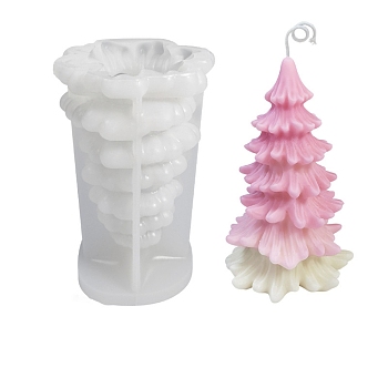 3D Christmas Tree DIY Candle Silicone Molds, for Xmas Tree Scented Candle Making, White, 10x9.5x16cm, Inner Diameter: 14.7x9.6x9.3cm