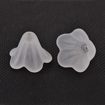 Frosted Acrylic Beads, Flower, White, 10x13.5mm, Hole: 1.8mm, about 1600pcs/500g