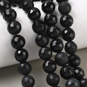 Natural Obsidian Beads Strands, Faceted, Round, 10.5~11mm, Hole: 1.2mm, about 39~42pcs/strand, 15.16~15.47''(38.5~39.3cm)