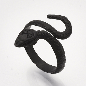Electrophoresis Alloy Cuff Finger Rings, Snake, Black, Size 9, 19mm