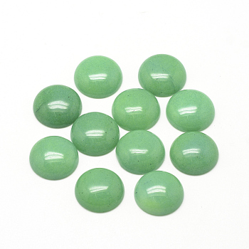 Natural White Jade Cabochons, Dyed, Half Round/Dome, Medium Sea Green, 12x5mm
