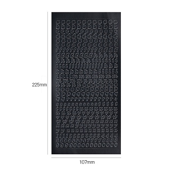 Letter PVC Adhesive Waterproof Stickers Self-Adhesive Stickers, for DIY Photo Album Diary Scrapbook Decoration, Black, 225x107mm