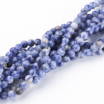 Natural Blue Spot Jasper Bead Strands, Round, 6mm, Hole: 0.8mm, about 59pcs/strand, 15 inch