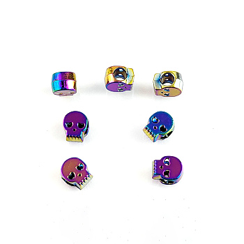Zinc Alloy Beads, Skull, Mixed Color, 10x8x6mm, Hole: 4.5mm