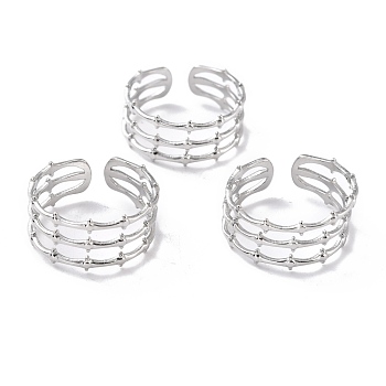 304 Stainless Steel Finger Rings, Cuff Rings, Long-Lasting Plated, Bone Shape, Stainless Steel Color, US Size 6 3/4(17.1mm), 6~9mm