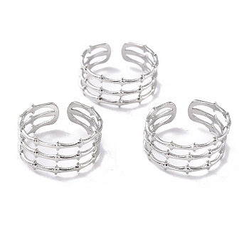 Tarnish Resistant 304 Stainless Steel Finger Rings, Cuff Rings, Long-Lasting Plated, Bone Shape, Stainless Steel Color, US Size 6 3/4(17.1mm), 6~9mm