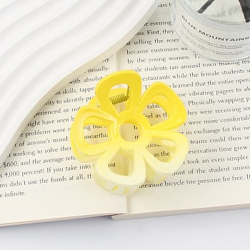 Gradient Hollow Flower Plastic Claw Hair Clips, Hair Accessories for Women Girl, Yellow, 65x60mm