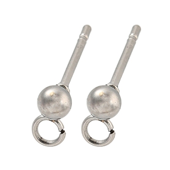 304 Stainless Steel Stud Earring Findings, Round, Stainless Steel Color, 14x3x3mm, Hole: 1.8mm, Pin: 10x0.8mm