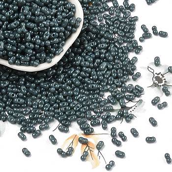 Baking Paint Glass Seed Beads, Peanut, Dark Slate Gray, 6x3.5x3mm, Hole: 1mm, about 4500pcs/pound