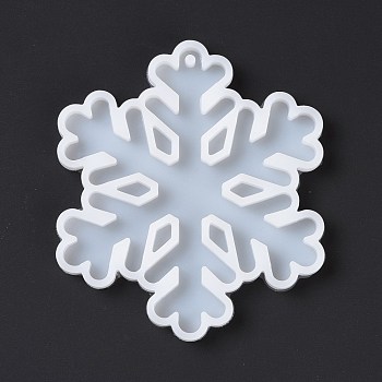 Snowflake Pendant Silicone Molds, Resin Casting Molds, for UV Resin, Epoxy Resin Craft Making, Christmas Theme, White, 81x70x6mm, Hole: 3mm