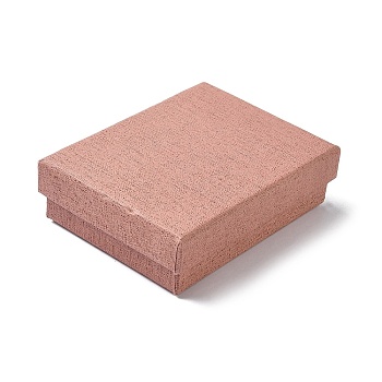 Paper Jewelry Display Cases, Jewelry Set Cases for Rings Earrings Necklaces Bracelets Storage, with Sponge, Rectangle, Light Coral, 9.2x7.1x2.8cm