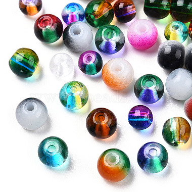 Perles en verre rondes peint à la bombe couleur mixte et style mixte(DGLA-X0003-4mm)-2