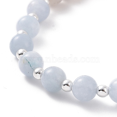 4 pièces 4 styles de pierres précieuses mixtes naturelles et synthétiques et 304 bracelets extensibles en perles d'acier inoxydable pour femmes(BJEW-JB09116)-4
