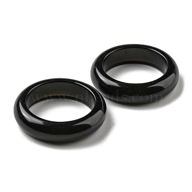 Natural Obsidian Plain Band Ring for Women(RJEW-P044-01B-10)-3