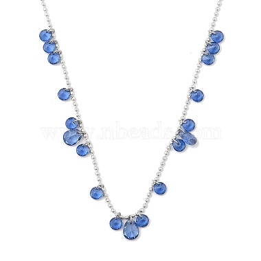 Steel Blue Teardrop 304 Stainless Steel Necklaces