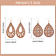 2 Pairs 2 Style Natural Wood Hollow Out Teardrop Dangle Earrings(EJEW-AN0001-54)-2