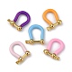Brass Enamel D-Ring Anchor Shackle Clasps(KK-P201-01G)-1