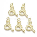 Rack Plating Alloy Big Pendants, Cadmium Free & Lead Free, Snake, Light Gold, 30.5x16x2.5mm, Hole: 2mm(X-PALLOY-S132-181-RS)