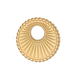 304 Stainless Steel Charms, Flat Round, Ion Plating(IP), Real 14K Gold Plated, 12x12mm(STAS-OY009-62G)