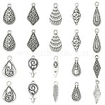 50Pcs 10 Styles Tibetan Style Alloy Pendants, Antique Silver, Mixed Shapes, 18~22x5~12mm, Hole: 1.5mm, 5pcs/style(FIND-CJ0005-98)