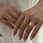 304 Stainless Steel Cuff Open Rings for Women, Spiral, Golden, 16.5mm, Inner Diameter: 19mm(SA-CBABC0E-02G)
