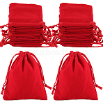 Rectangle Velvet Drawstring Pouches, Candy Gift Bags Christmas Party Wedding Favors Bags, Red, 9x7cm, 25pcs(TP-BBC0001-06B)