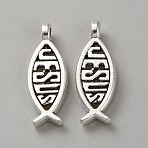 Tibetan Style Alloy Pendants, Fish, Antique Silver, 18x6.5x2mm, Hole: 1.9mm(FIND-WH0421-179)