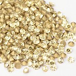 Back Plated Grade A Diamond Glass Pointed Rhinestone, Jonquil, 3.8~3.9mm, about 1440pcs/bag(RGLA-SS16-011)
