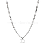 1Pc 304 Stainless Steel Letter Pendant Necklaces, Stainless Steel Color, Lead Free & Nickel Free & Cadmium Free, Letter D, 15.16 inch(38.5cm)~16.54 inch(42cm), Letter: 12.5x10.5mm(NJEW-LP0001-33D-P)
