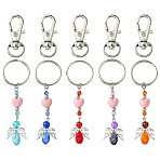 Glass & Acrylic Pendant Keychain, with Iron Split Key Rings, Heart & Angel, Mixed Color, 8.1~8.2cm(KEYC-FS0001-04)
