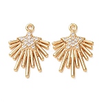 Brass Micro Pave Clear Cubic Zirconia Pendants, Shooting Star Charms, Rack Plating, Long-Lasting Plated, Cadmium Free & Lead Free, Real 18K Gold Plated, 21x15x2mm, Hole: 1.4mm(KK-A304-07G)