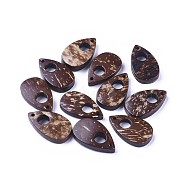 Coffee Color Teardrop Coconut Pendants, 25x15x5mm, Hole: 1mm(X-COCO-I002-014)