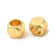 Brass Beads, Long-Lasting Plated, Cube, Real 18K Gold Plated, 5x5x5mm, Hole: 3mm(KK-P198-02D-G)