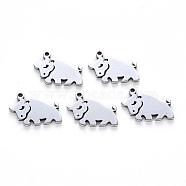 201 Stainless Steel Pendants, Laser Cut, Cow, Stainless Steel Color, 12.5x16x1mm, Hole: 1.2mm(STAS-N092-56)