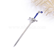 Ancient-Costume Style Alloy Hair Sticks for Women, Glass Sword Hairpin Chopsticks, Platinum, 205x45mm(PW-WG5359A-06)