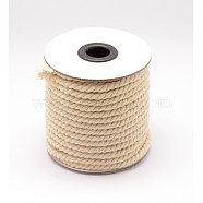 Round Cotton Twist Threads Cords, Macrame Cord, Light Yellow, 5mm, about 17yards/roll(OCOR-L006-F-15)
