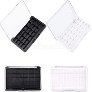 ABS Plastic Eyeshadow Refillable Box, 24 Compartments, with Clear Hinged Lid, Rectangle, Mixed Color, 11.5x6.7x1.6cm, 4pcs/set(MRMJ-FH0001-03)