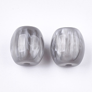 Resin Beads, Imitation Gemstone, Oval, Light Grey, 17~17.5x16mm, Hole: 3mm(X-RESI-S377-13B)