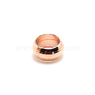 Brass Crimp Beads, Rondelle, Nickel Free, Rose Gold, 4x2mm, Hole: 2.5mm, about 500pcs/bag(KK-WH0047-10A-02)