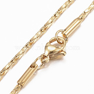 304 Stainless Steel Chain Necklaces, with Lobster Claw Clasps, Golden, 16.54 inch(42cm), 1.2mm(NJEW-H467-A-01G)