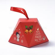 Christmas Gift Boxes, with Ribbon, Gift Wrapping Bags, for Presents Candies Cookies, Red, 8.1x8.1x6.4cm(CON-L024-E02)