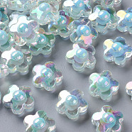 Transparent Acrylic Beads, Bead in Bead, AB Color, Flower, Light Blue, 16.5x17x9.5mm, Hole: 2.5mm, about 390pcs/500g(TACR-S152-09B-10)