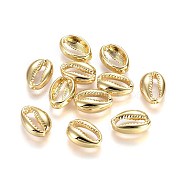 Alloy Beads, Lead Free & Nickel Free & Cadmium Free, Cowrie Shell Shape, Real 14K Gold Plated, 17x12x5.5mm, Hole: 1.5mm(TIBEB-A004-012G-NR)