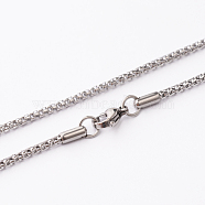 201 Stainless Steel Box Chains Necklaces, with Lobster Claw Clasps, Stainless Steel Color, 18.5 inch(47cm)(STAS-O056-80)