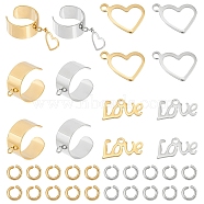 DIY Love Charm Cuff Ring Making Kit, Including Stainless Steel Loop Ring Base, 304 Stainless Steel Charms & Jump Rings, Golden & Stainless Steel Color, 36Pcs/box(STAS-UN0039-60)